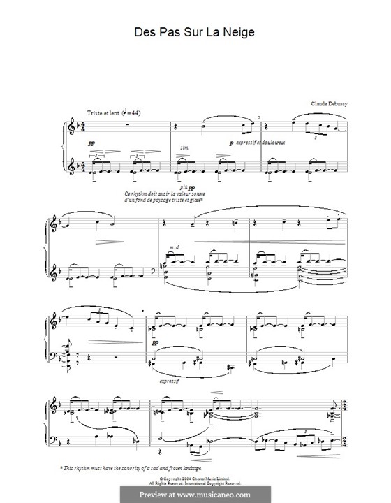 No.6 Des pas sur la neige: Para Piano by Claude Debussy