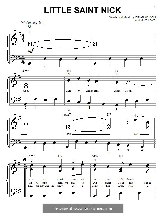 Little Saint Nick (The Beach Boys): para piano (versão facil) by Brian Wilson, Mike Love