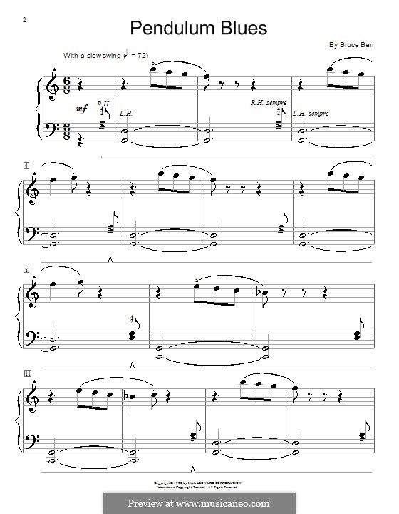 Pendulum Blues: Para Piano by Bruce Berr