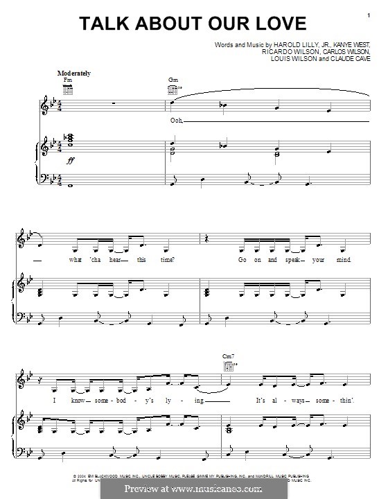 Talk About Our Love (Brandy featuring Kanye West): Para vocais e piano (ou Guitarra) by Harold Lilly Jr., Ricardo Wilson