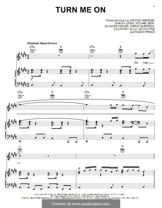 Turn Me On (Kevin Lyttle featuring Spragga Benz): Para vocais e piano (ou Guitarra) by Arnold Hennings, Daron T. Jones, Michael Keith