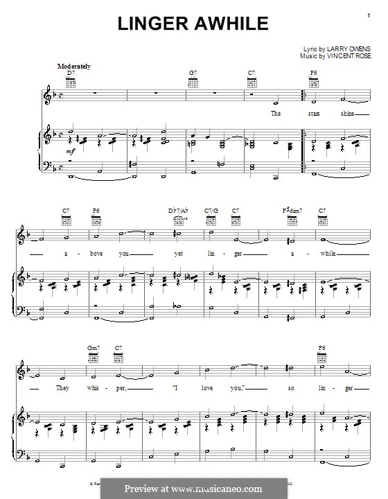 Linger Awhile (Duke Ellington): Для голоса и фортепиано (или гитары) by Har...