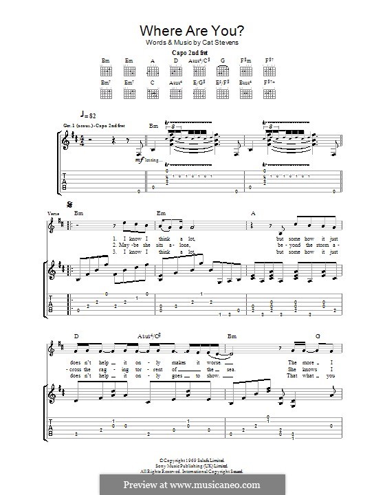 Where Are You?: Гитарная табулатура by Cat Stevens