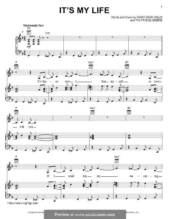 It's My Life (Talk Talk): Для голоса и фортепиано (или гитары) by Mark Hollis, Timothy Friese-Greene