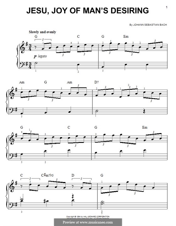 Jesu, Joy of Man's Desiring, for Piano: Для одного исполнителя by Иоганн Себастьян Бах