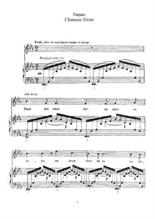 Chanson triste: Для голоса и фортепиано by Анри Дюпар