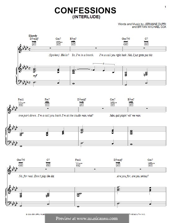 Confessions (Interlude): Для голоса и фортепиано или гитары (Usher) by Bryan Michael Cox, Jermaine Dupri