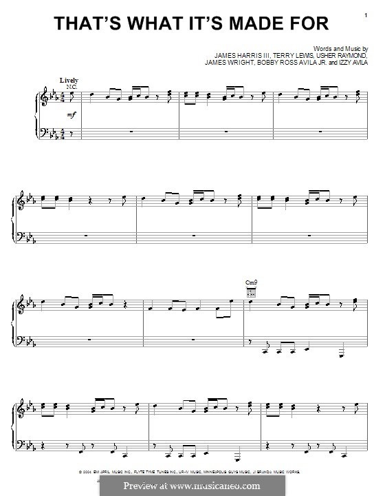 That's What It's Made For (Usher): Для голоса и фортепиано (или гитары) by Bobby Avila, Izzy Avila, James Quenton Wright, James Samuel Harris III, Terry Lewis