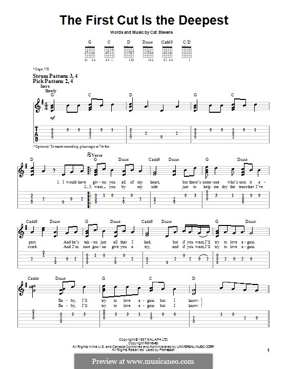 The First Cut Is the Deepest: Для гитары (очень легкая версия) by Cat Stevens