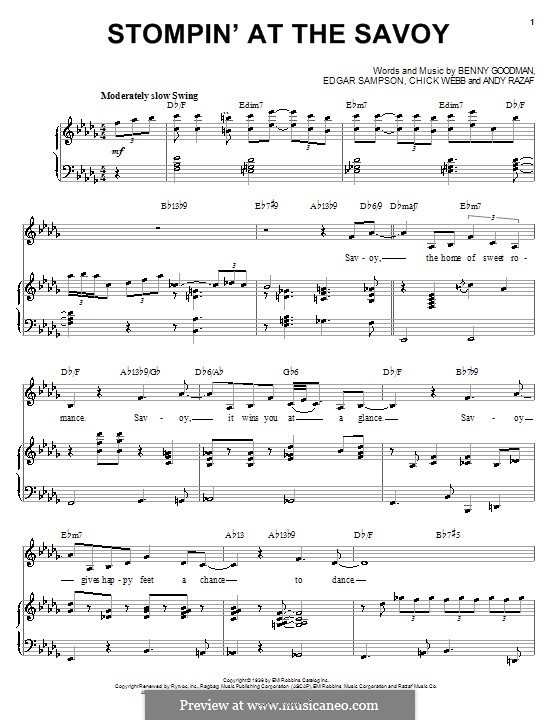 Stompin at the Savoy: Для голоса и фортепиано или гитары (Ella Fitzgerald) by Benny Goodman, Chick Webb, Edgar Sampson