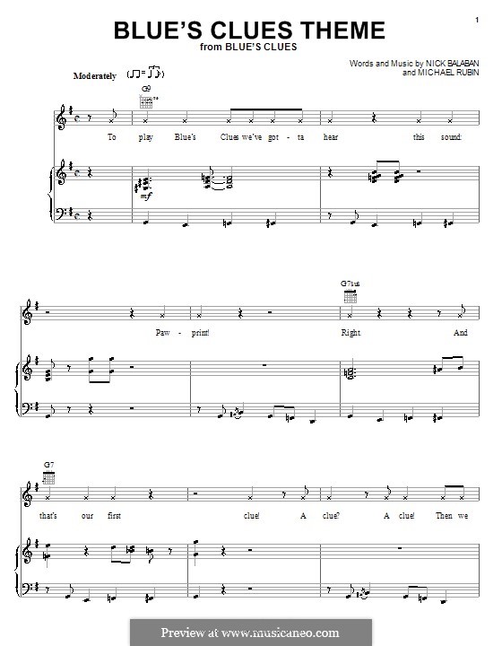 Blue's Clues Theme: Для голоса и фортепиано (или гитары) by Michael Rubin