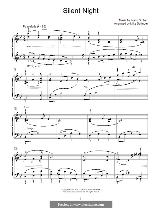 Piano version: Jazz version by Франц Ксавьер Грубер