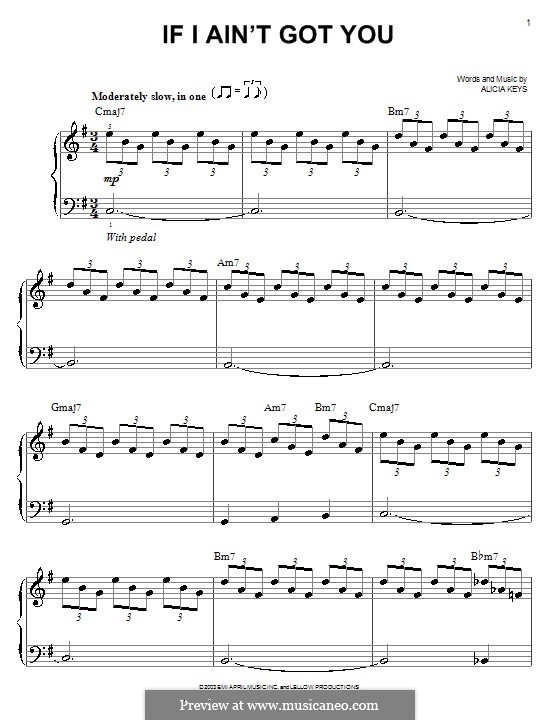 If I Ain't Got You: Для фортепиано (легкий уровень) by Alicia Keys