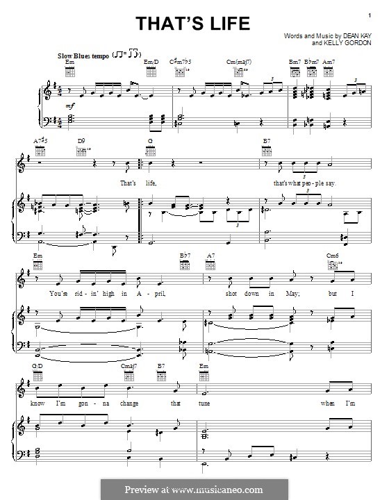 That's Life (Frank Sinatra): Для голоса и фортепиано (или гитары) by D...