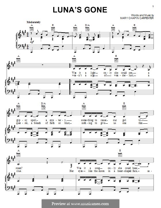 Luna's Gone: Для голоса и фортепиано (или гитары) by Mary Chapin Carpenter