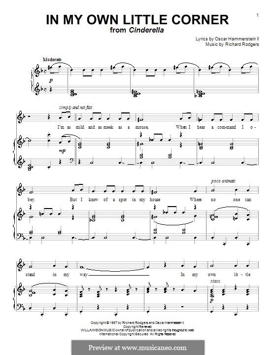 In My Own Little Corner (from Cinderella): Для голоса и фортепиано или гитары by Richard Rodgers