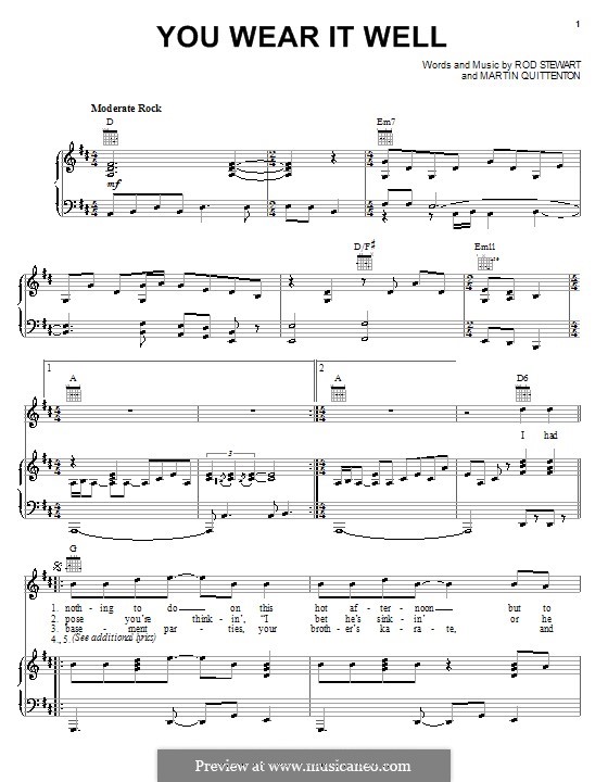 You Wear It Well: Для голоса и фортепиано (или гитары) by Martin Quittenton, Rod Stewart