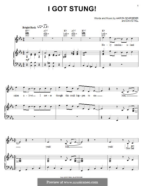 I Got Stung (Elvis Presley): Для голоса и фортепиано (или гитары) by Aaron Schroeder, David Hill
