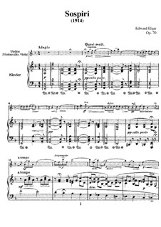 Sospiri, Op.70: Для скрипки и фортепиано, сольная партия для виолончели by Эдуард Элгар