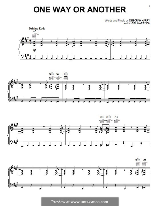 One Way or Another (Blondie): Для голоса и фортепиано (или гитары) by Deborah Harry, Nigel Harrison