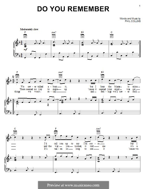 Do You Remember: Для голоса и фортепиано (или гитары) by Phil Collins