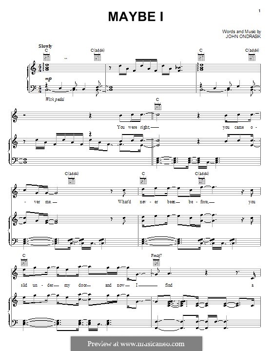 Maybe I (Five for Fighting): Для голоса и фортепиано (или гитары) by John Ondrasik