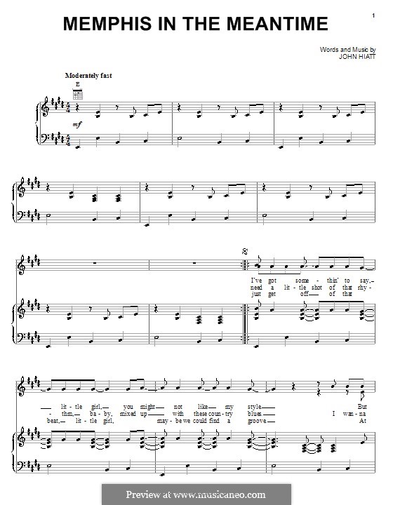 Memphis in the Meantime: Для голоса и фортепиано (или гитары) by John Hiatt