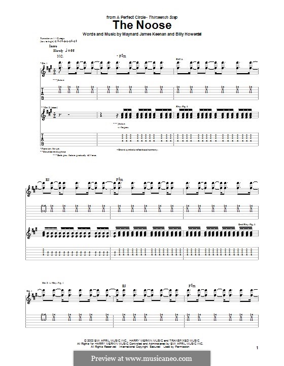 The Noose (A Perfect Circle): Гитарная табулатура by Billy Howerdel, Maynard James Keenan