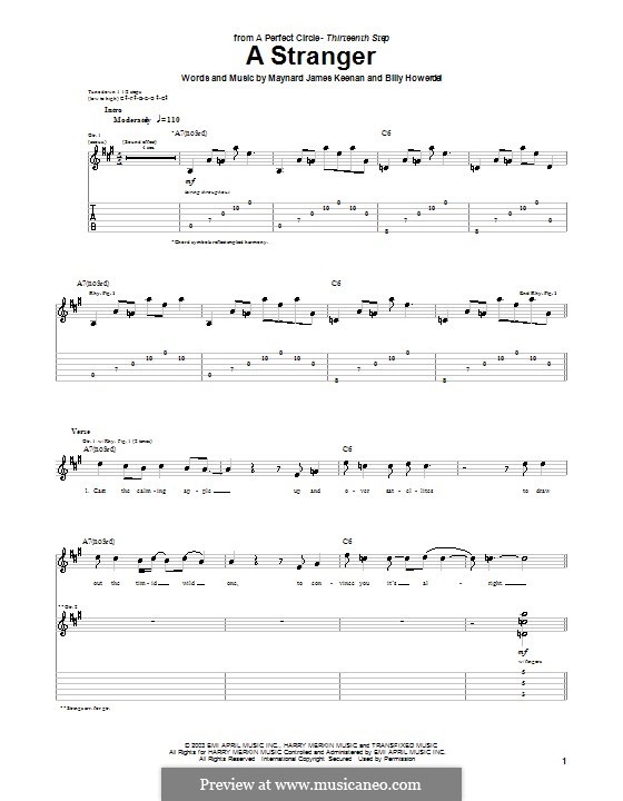 A Stranger (A Perfect Circle): Гитарная табулатура by Billy Howerdel, Maynard James Keenan