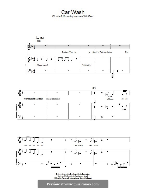 Car Wash (Rose Royce): Для голоса и фортепиано (или гитары) by Norman J. Whitfield