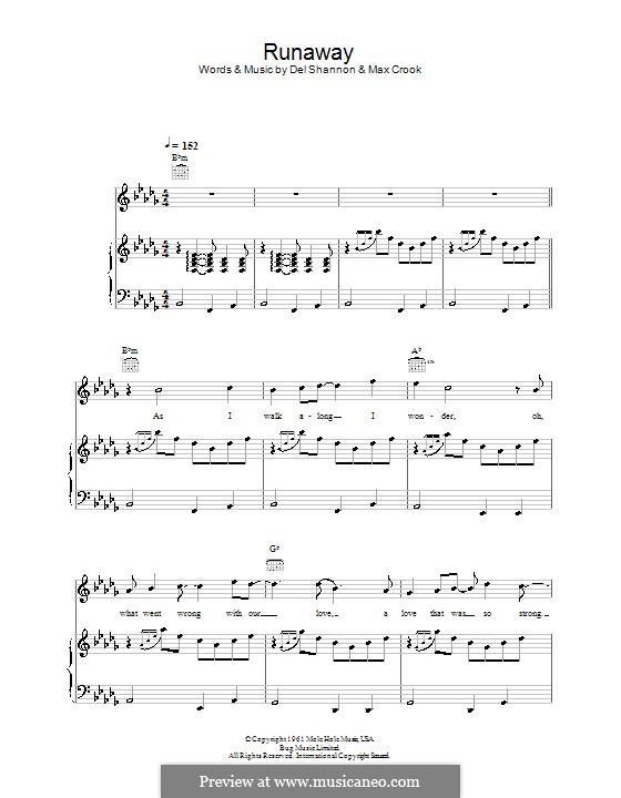 Runaway: Для голоса и фортепиано (или гитары) by Del Shannon, Max Crook
