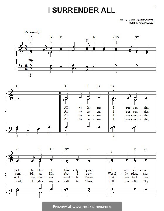 Всё Иисусу отдаю я: Для фортепиано (легкий уровень) by Winfield Scott Weeden
