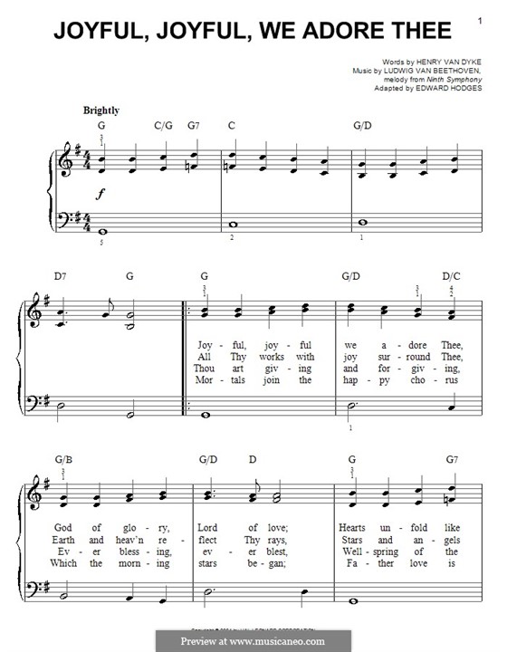 Ода к радости, для фортепиано: Easy version by Людвиг ван Бетховен