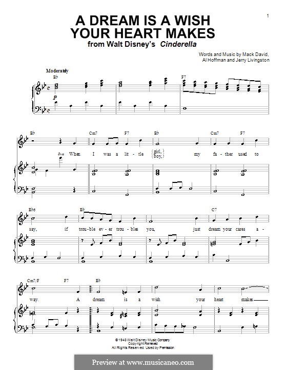 A Dream Is a Wish Your Heart Makes (from Disney's Cinderella): Для голоса и фортепиано или гитары (Linda Ronstadt) by Al Hoffman, Jerry Livingston, Mack David