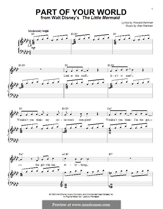Part of Your World (from The Little Mermaid): Для голоса и фортепиано или гитары (Jodi Benson) by Alan Menken