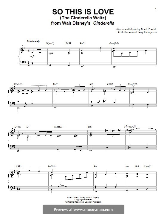 So This Is Love (The Cinderella Waltz): Для голоса и фортепиано (или гитары) by Al Hoffman, Jerry Livingston, Mack David