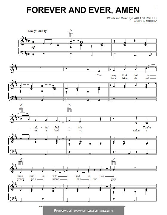 Forever and Ever, Amen (Randy Travis): Для голоса и фортепиано (или гитары) by Don Schlitz, Paul Overstreet