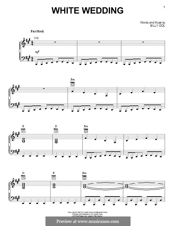 White Wedding: Для голоса и фортепиано (или гитары) by Billy Idol