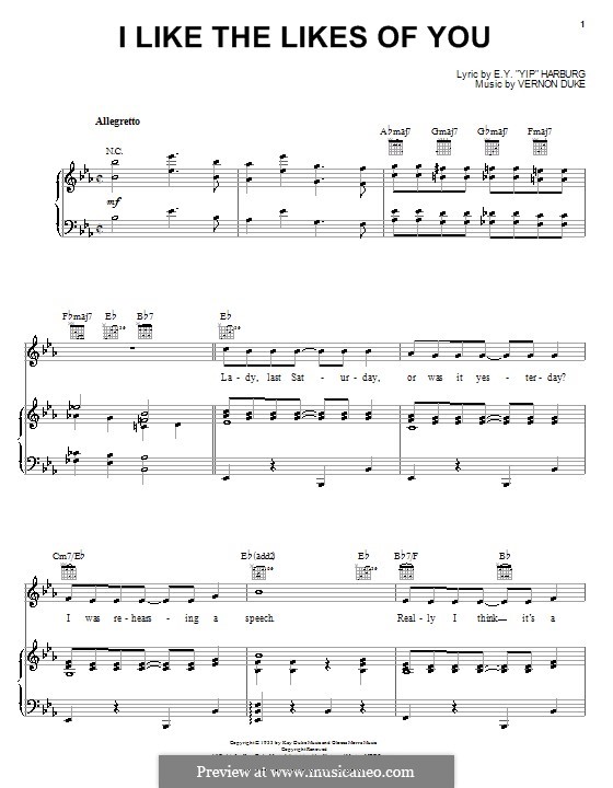 I Like the Likes of You (Liza Minnelli): Для голоса и фортепиано (или гитары) by Vernon Duke