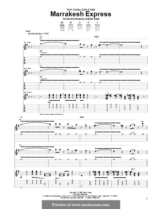 Marrakesh Express (Crosby, Stills & Nash): Для гитары с табулатурой by Graham Nash