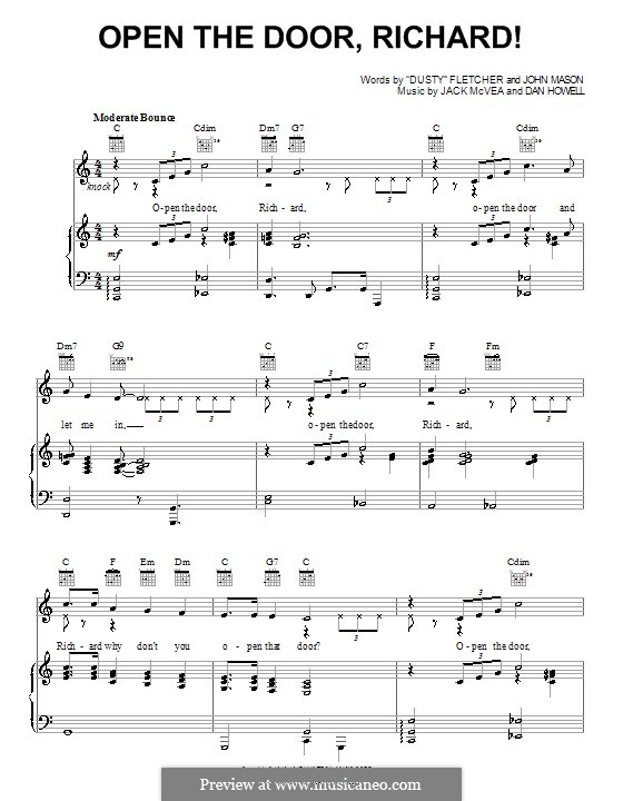 Open the Door, Richard! (Louis Jordan): Для голоса и фортепиано (или гитары) by Dan Howell, Jack McVea