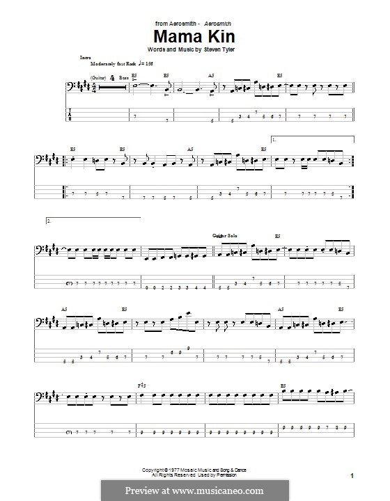 Mama Kin (Aerosmith): Для бас-гитары с табулатурой by Steven Tyler