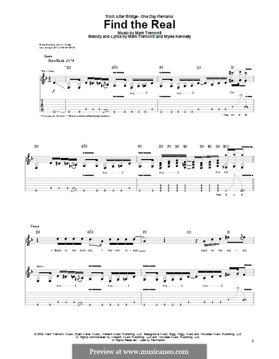 Find the Real (Alter Bridge): Гитарная табулатура by Mark Tremonti, Myles Kennedy