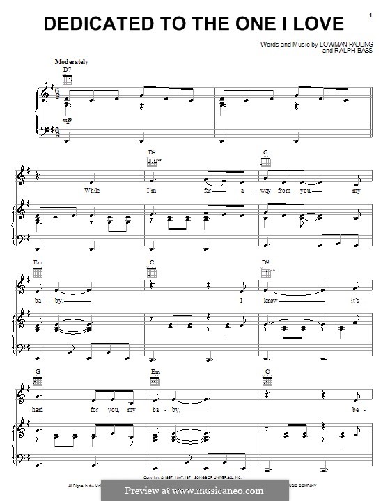 Dedicated to the One I Love: Для голоса и фортепиано или гитары (The Shirelles) by Lowman Pauling, Ralph Bass