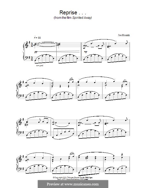 Reprise ... (from Spirited Away): Для фортепиано by Joe Hisaishi