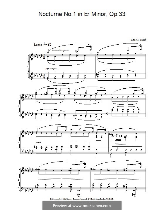 Три ноктюрна, Op.33: Ноктюрн No.1 ми-бемоль минор by Габриэль Форе