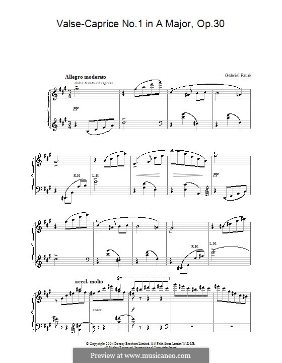 Вальс-каприс No.1 ля мажор, Op.30: Для фортепиано by Габриэль Форе