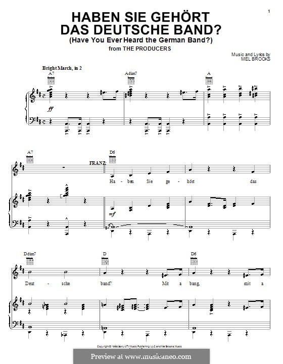 Haben Sie Gehort Das Deutsche Band? (Have You Ever Heard the German Band?): Для голоса и фортепиано (или гитары) by Mel Brooks