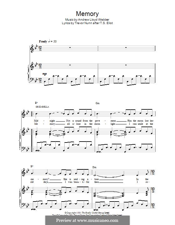 Vocal version: Для голоса и фортепиано (или гитары) by Andrew Lloyd Webber