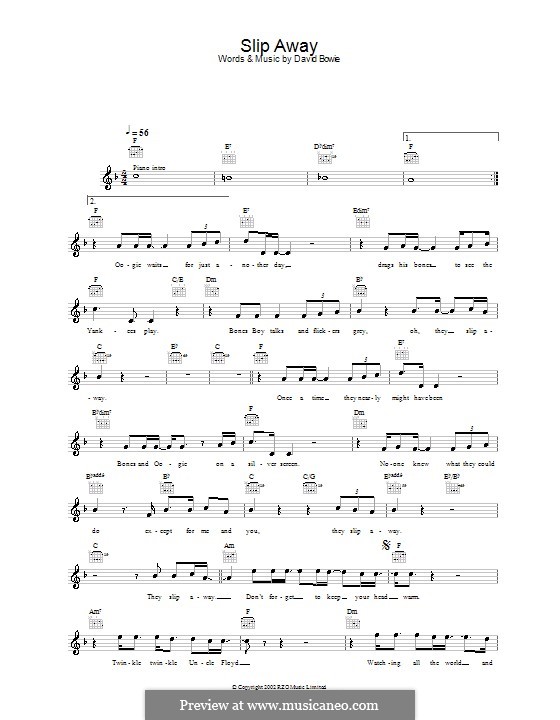 D. Bowie Slip Away ноты на MusicaNeo